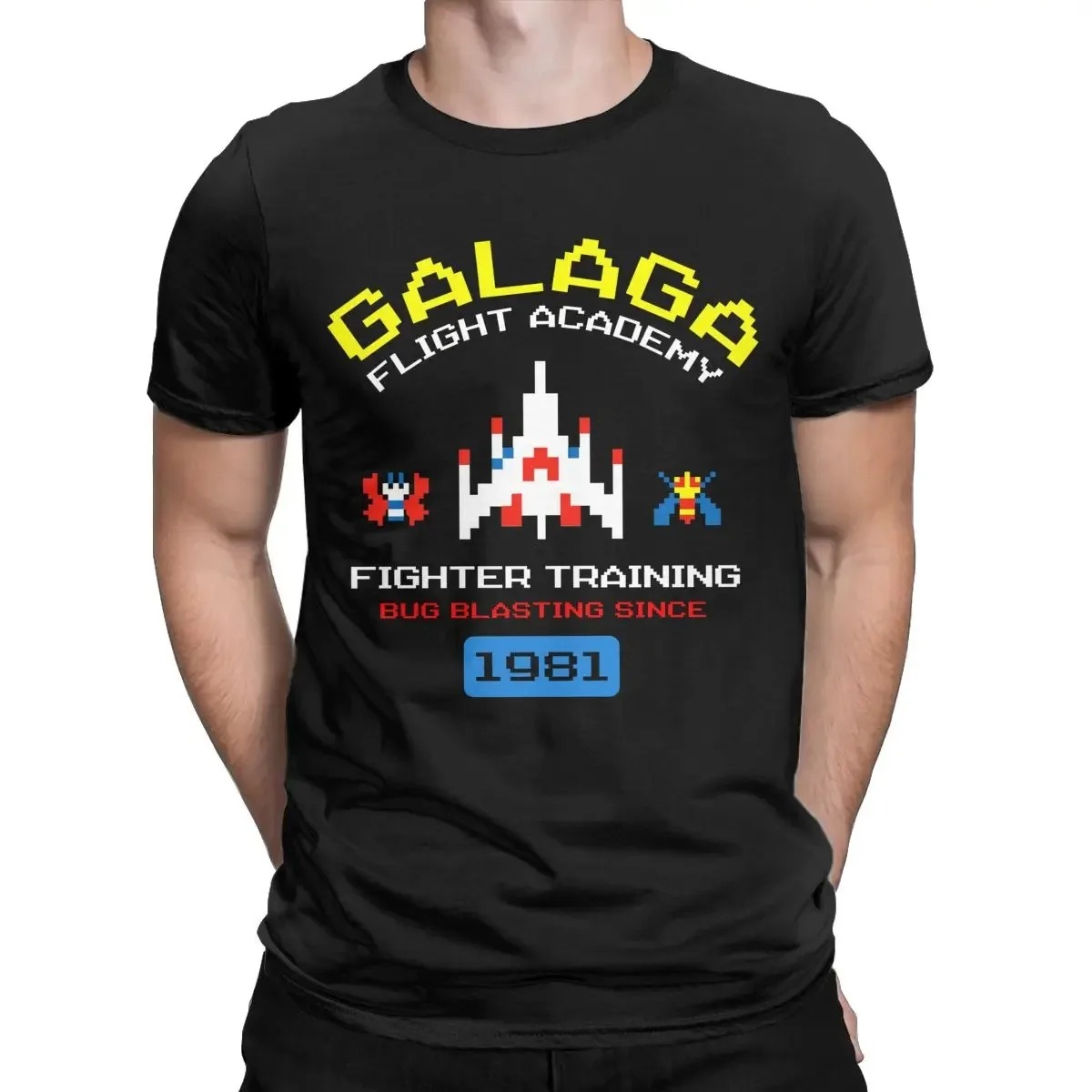 Retro Gaming Ideas - クールなアーケードゲーム「ギャラガ」ビデオゲーム、レトロヴィンテージ80年代風、インベーダー宇宙ゲーム、エイリアンTシャツ（メンズ）、綿100％、ギフトアイデア、服