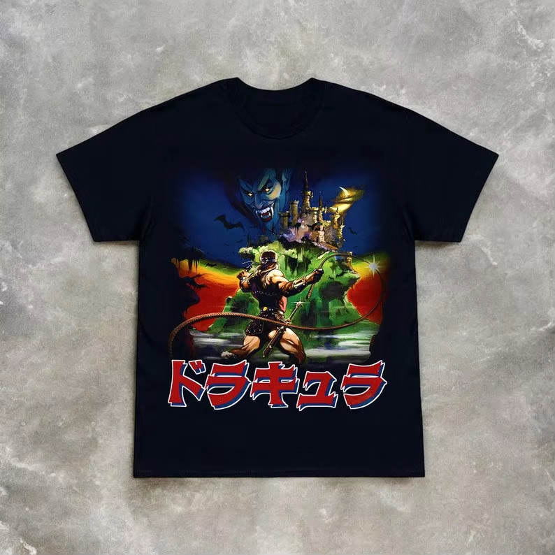 Retro Gaming T Shirts - 悪魔城ドラキュラ NES コナミ 80 年代レトロ Tシャツパターン