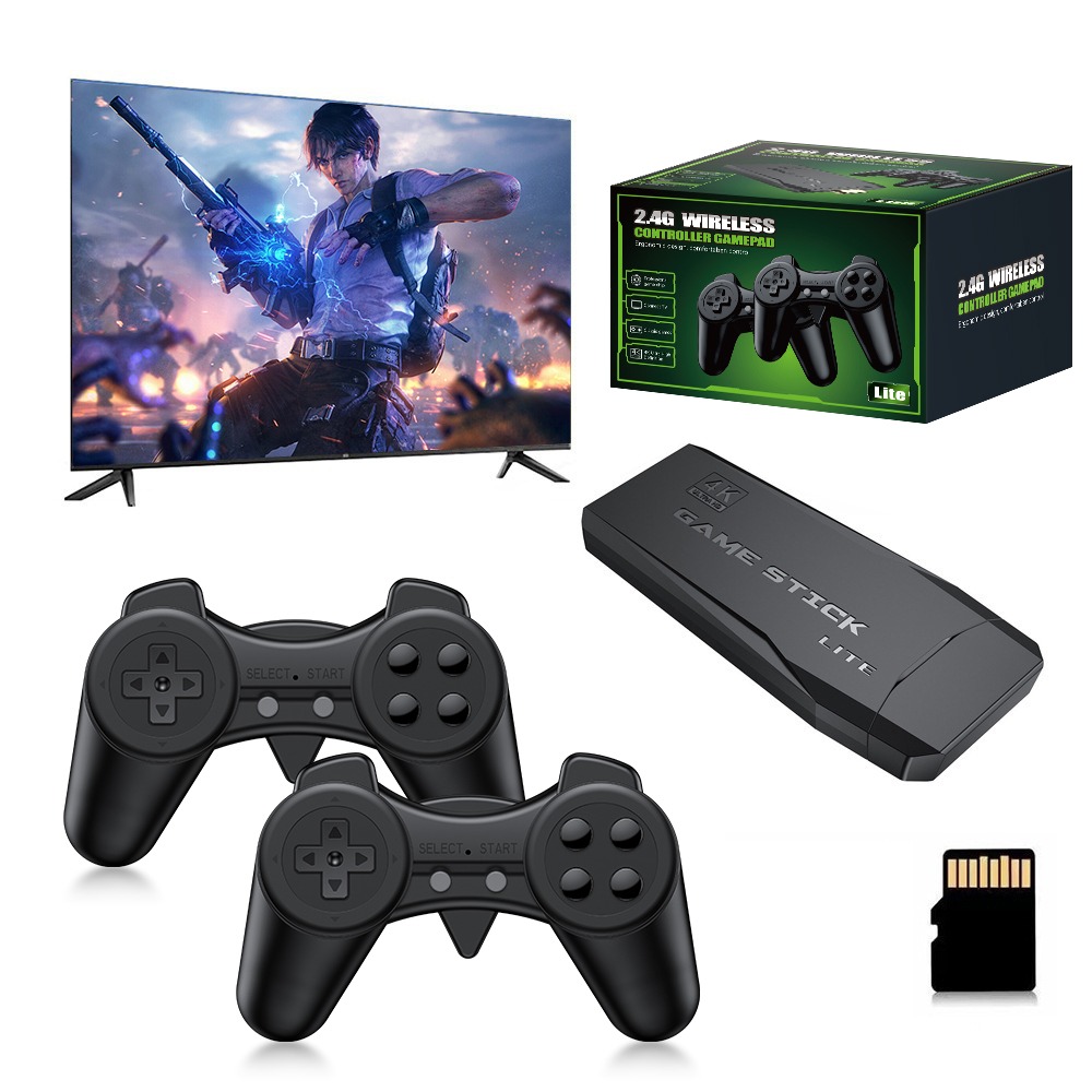 Retro Gaming Best Console - ポータブル4Kレトロゲームスティックコンソール、ワイヤレスコントローラー2個、2人対戦、プラグアンドプレイ、テレビ、コンピューター、ラップトップ対応、HDMI出力