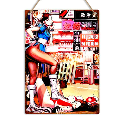 Retro Gaming Gifts - チュン・リー レトロゲーミング メタルウォールサイン プラーク アーケードアート ゲーマーギフト