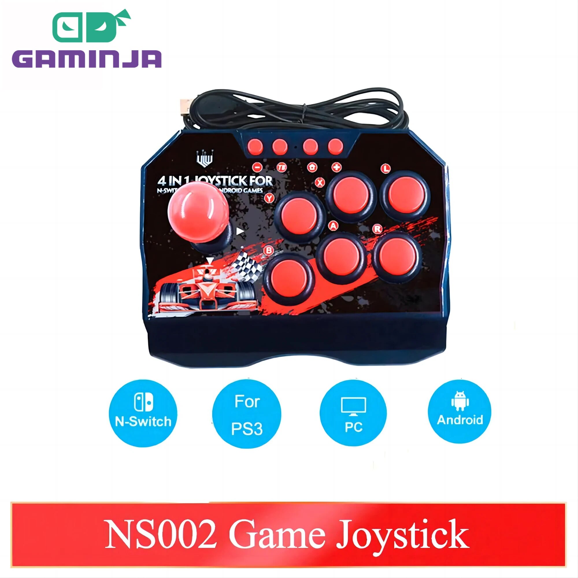 Retro Gaming Best Console - Gaminja ns002 4 in 1レトロなアーケードコンソールゲームジョイスティックロッカー戦闘コントローラー任天堂スイッチps3 pc
